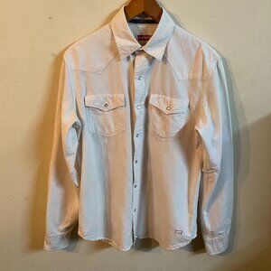 LEVI'S SMALL WHITE LONG-SLEEVE BUTTON-UP 2-POCKET SHIRT